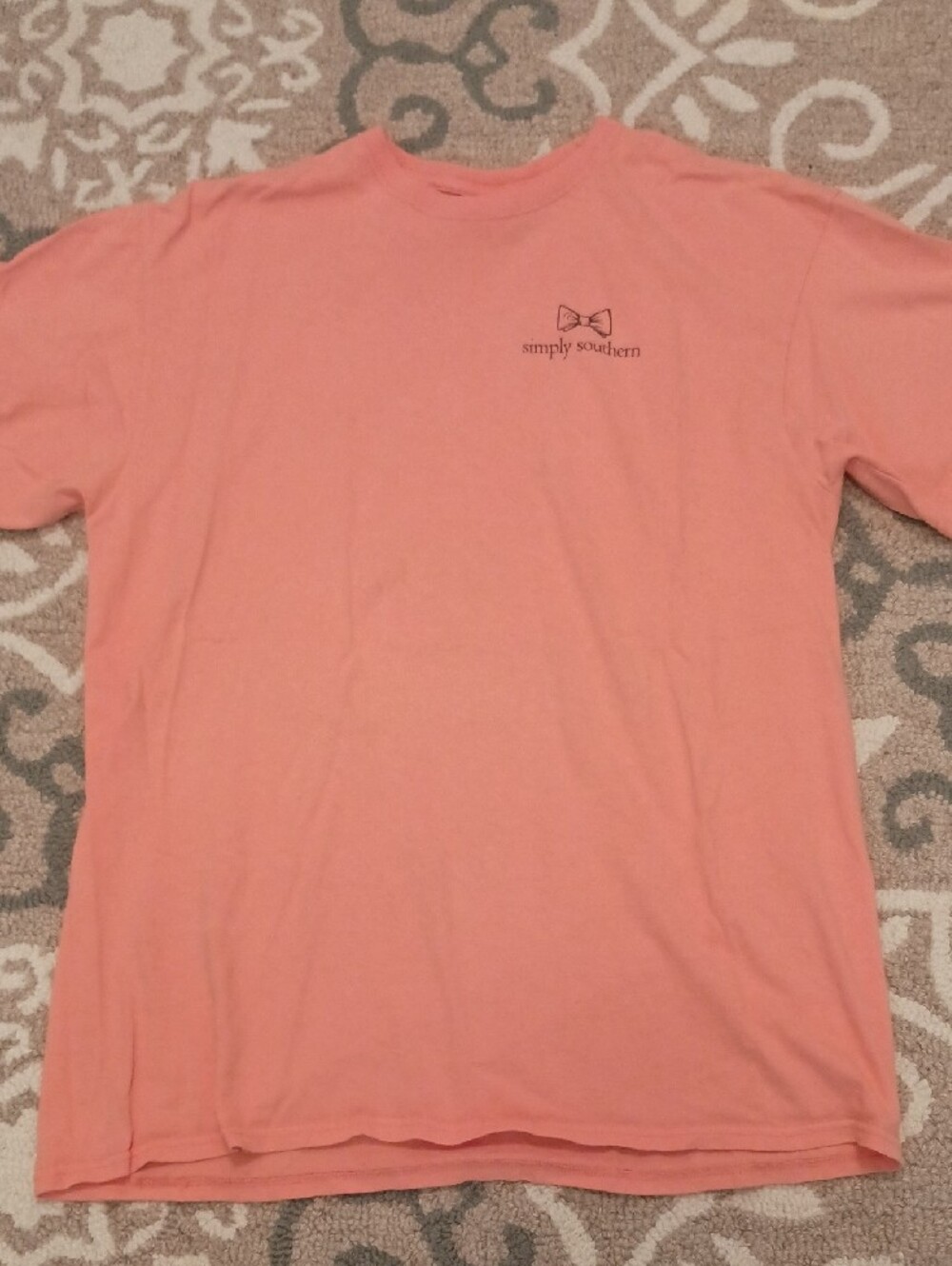 Simply Southern Coral Tee with Pink & Blue Western Graphic - Picture 2 of 3